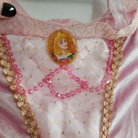 Disney Princess Aurora Sleeping Beauty Pink Gold Costume Dress Girls Toddler - Picture 5 of 8